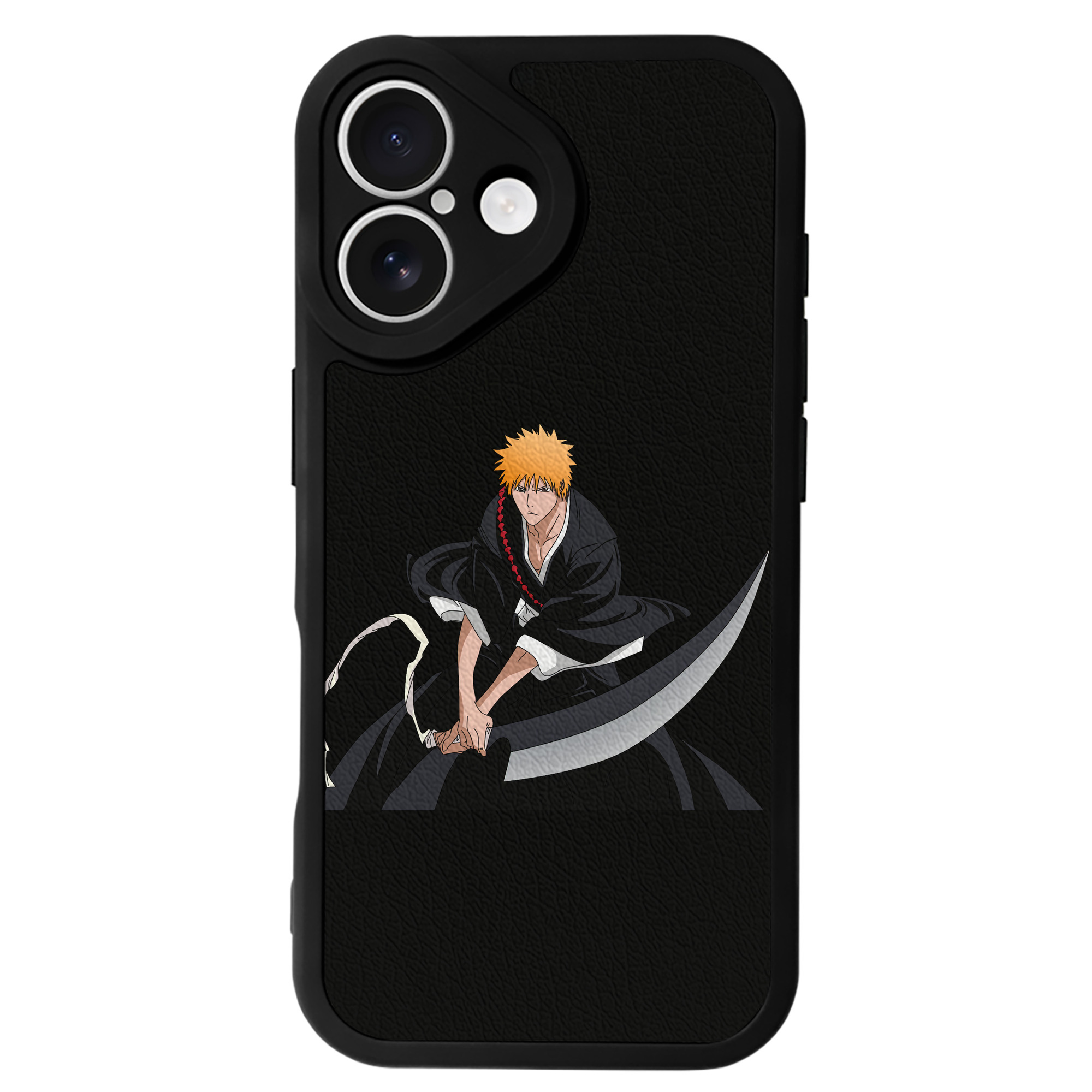 （画像用） ブリーチ 黒崎一護（くろさき いちご）BLEACH Kurosaki Ichigo 【iPhone 16シリーズ対応】シリコンスマホケース（レザー調） 材質：シリコン